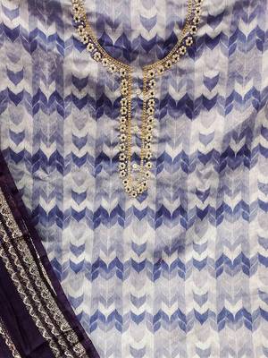 printed beads & stones unstitched dress material 4