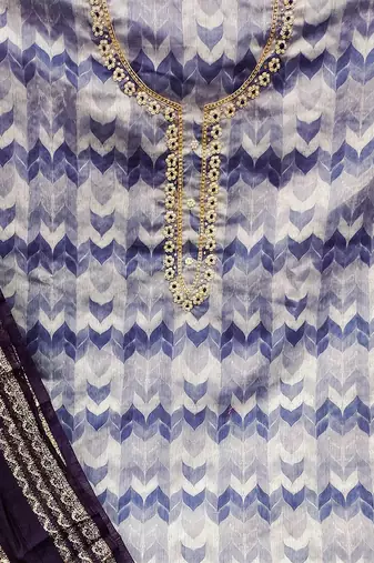printed beads & stones unstitched dress material