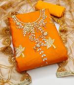 ethnic motifs woven design beads and stones detail unstitched dress material