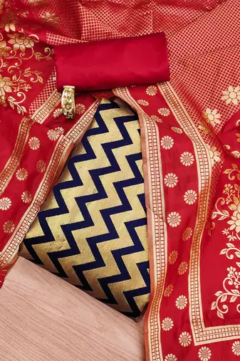 chevron woven design unstitched dress material