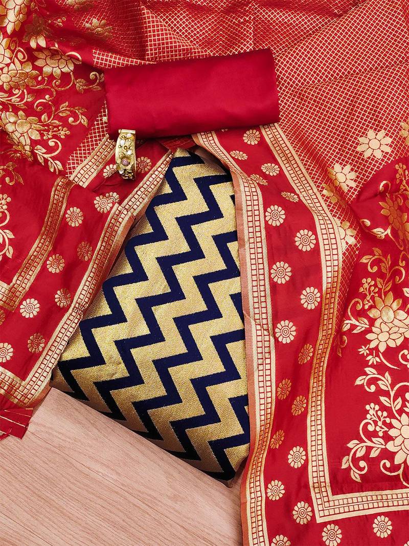 chevron woven design unstitched dress material