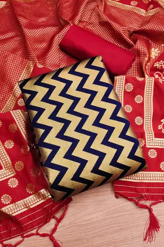 chevron woven design unstitched dress material