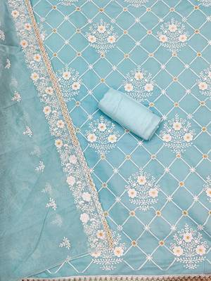 ethnic motifs embroidered unstitched dress material 3