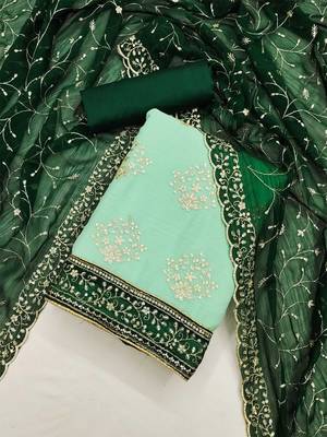 ethnic motifs embroidered sequinned unstitched dress material 1