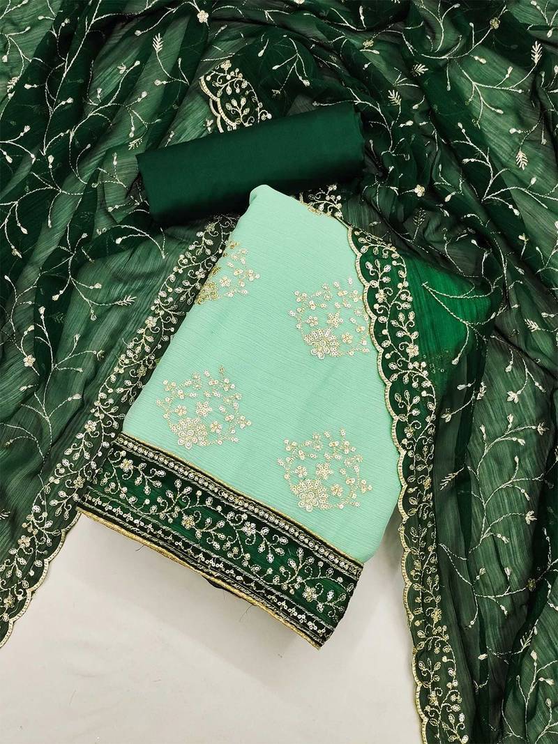 ethnic motifs embroidered sequinned unstitched dress material