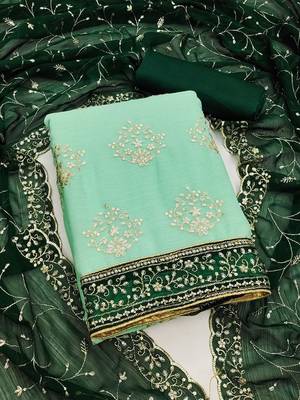 ethnic motifs embroidered sequinned unstitched dress material 2
