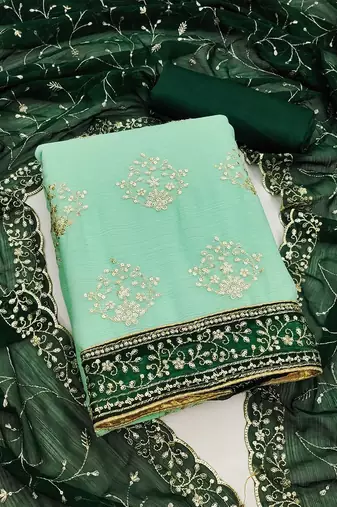 ethnic motifs embroidered sequinned unstitched dress material