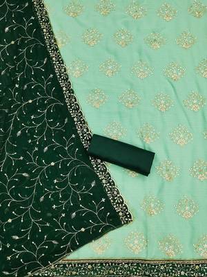 ethnic motifs embroidered sequinned unstitched dress material 3