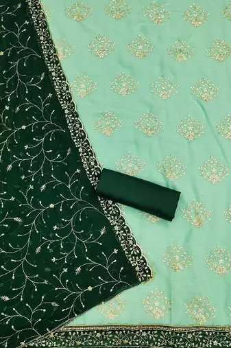ethnic motifs embroidered sequinned unstitched dress material