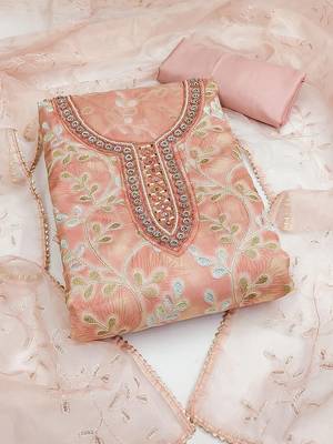 embroidered organza unstitched dress material 1