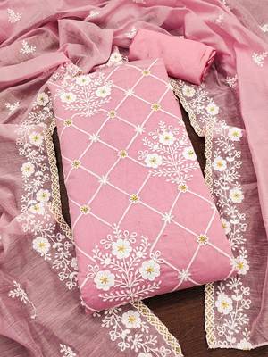 floral embroidered unstitched dress material 1