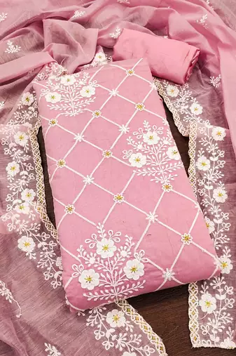 floral embroidered unstitched dress material