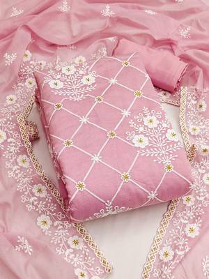 floral embroidered unstitched dress material 2