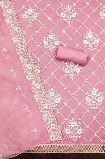 floral embroidered unstitched dress material