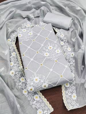 floral embroidered unstitched dress material 1