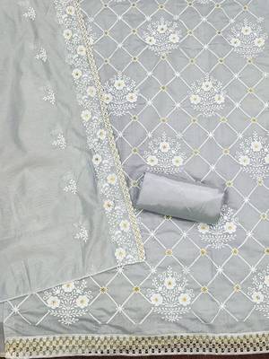 floral embroidered unstitched dress material 3