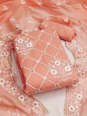 ethnic motifs embroidered unstitched dress material 2