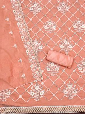 ethnic motifs embroidered unstitched dress material 3