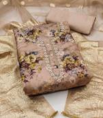 floral printed organza unstitched dress material