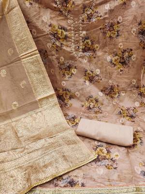 floral printed organza unstitched dress material 2