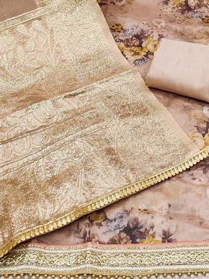 floral printed organza unstitched dress material 3