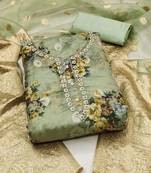 floral printed organza unstitched dress material