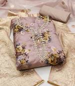 floral printed organza unstitched dress material