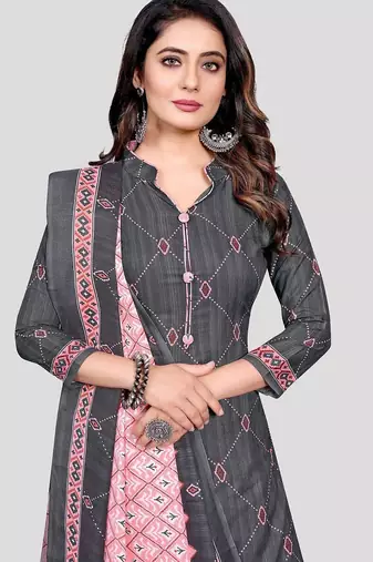 geometric printed unstitched dress material