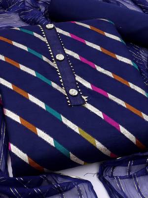 striped organza unstitched dress material 2