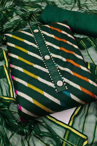 striped woven design gotta patti unstitched dress material