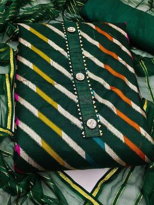 striped woven design gotta patti unstitched dress material 2
