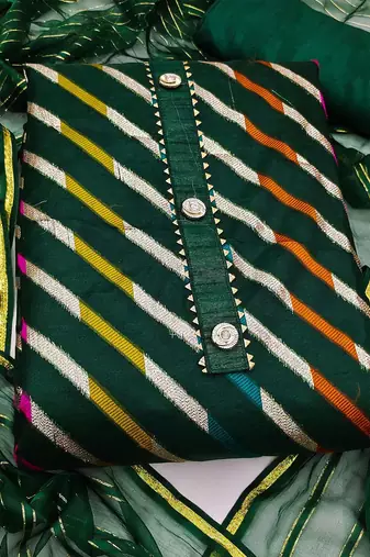 striped woven design gotta patti unstitched dress material