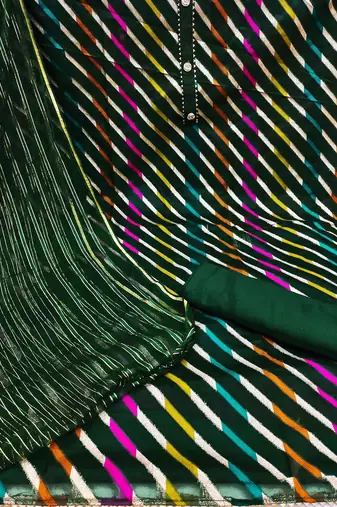 striped woven design gotta patti unstitched dress material