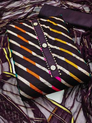 striped woven design gotta patti unstitched dress material 1