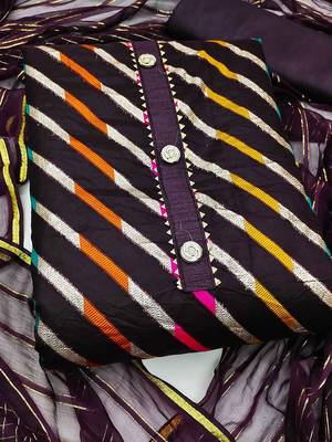 striped woven design gotta patti unstitched dress material 2