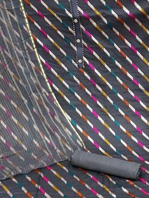 striped woven design organza unstitched dress material 3