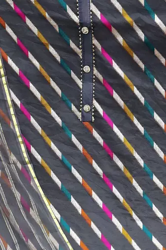 striped woven design organza unstitched dress material