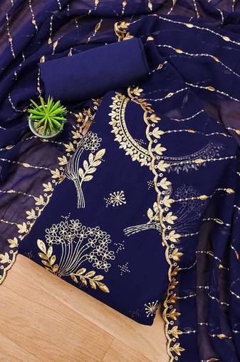 floral embroidered unstitched dress material