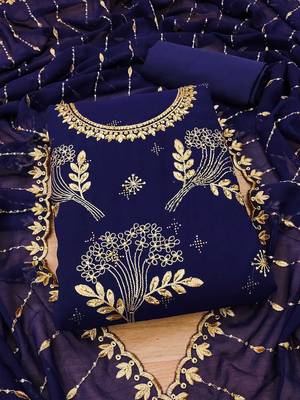 floral embroidered unstitched dress material 2