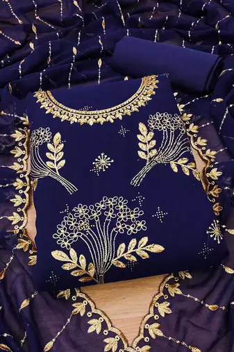 floral embroidered unstitched dress material