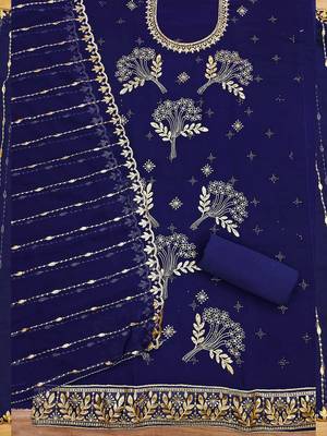 floral embroidered unstitched dress material 4