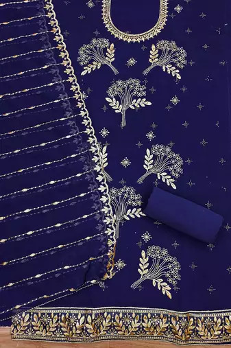 floral embroidered unstitched dress material
