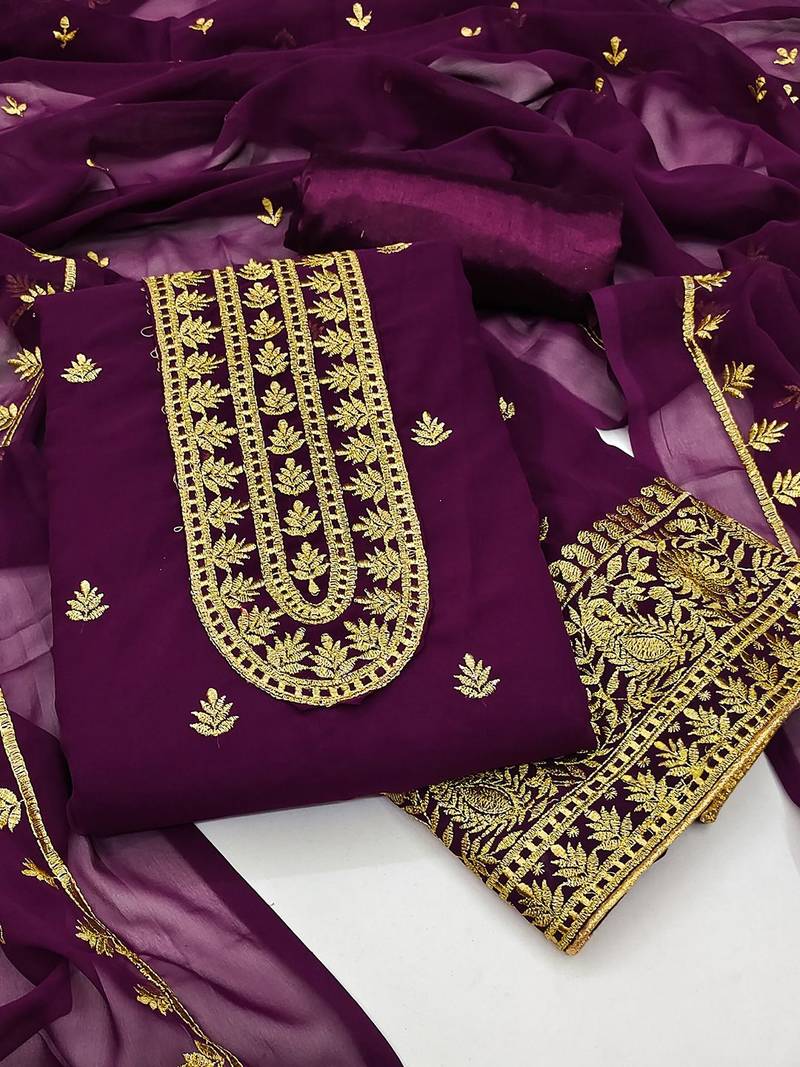 embroidered unstitched dress material
