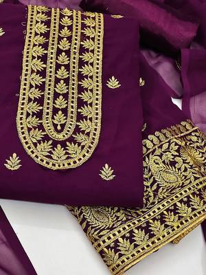 embroidered unstitched dress material 2