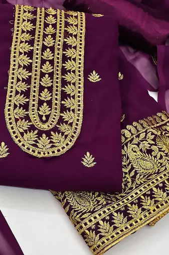 embroidered unstitched dress material