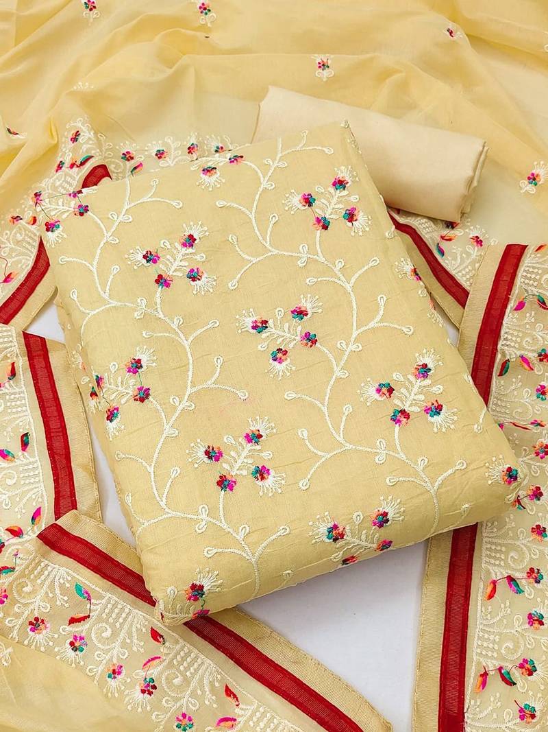 embroidered unstitched dress material