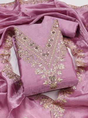 embroidered organza unstitched dress material 1