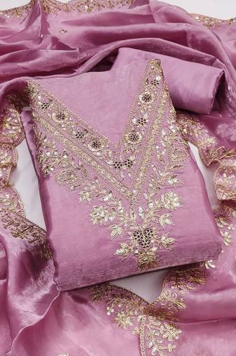 embroidered organza unstitched dress material