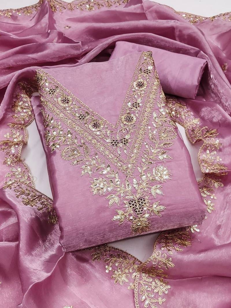 embroidered organza unstitched dress material