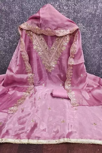 embroidered organza unstitched dress material
